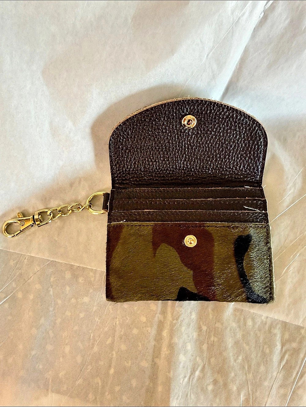 Camo Wallet with Chain in Green & Brown
